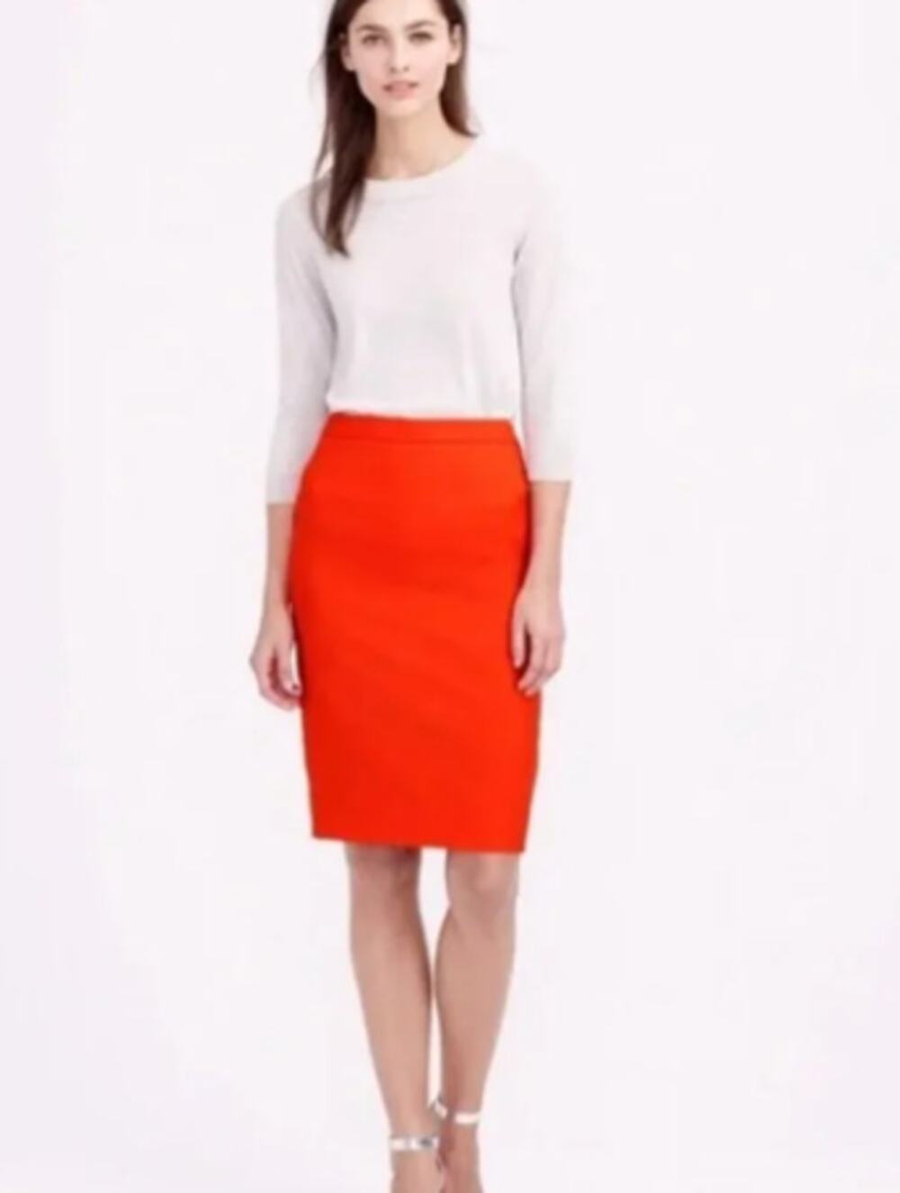J. Crew Factory Red Wool The Pencil Skirt Size 8